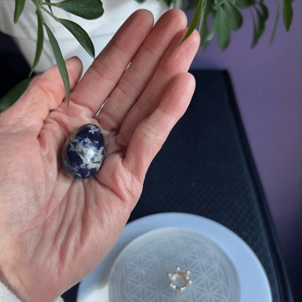 Sodalite Crystal Egg Meditation Stone - Picture 2 of 12